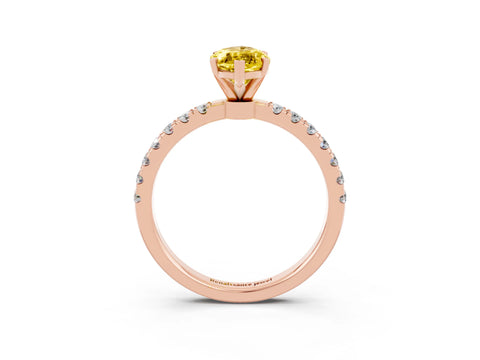 Rose gold Marquise Cut Yellow Sapphire Solitaire Ring with Pavé Accents and Four-Prong Setting_27