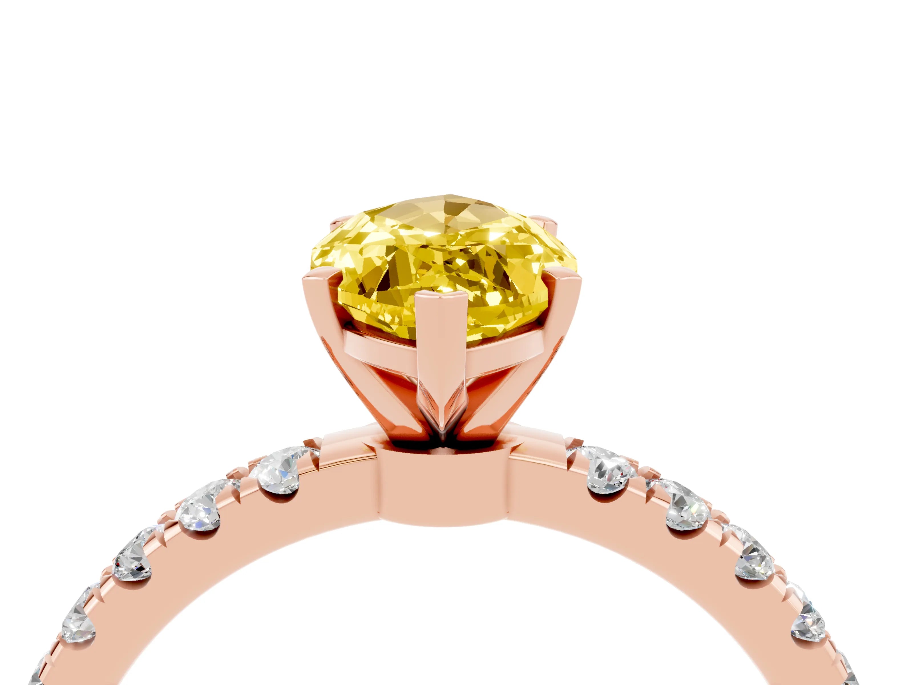 Rose gold Marquise Cut Yellow Sapphire Solitaire Ring with Pavé Accents and Four-Prong Setting_28