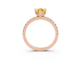 Rose gold Marquise Cut Yellow Sapphire Solitaire Ring with Pavé Band and Four-Prong Setting_63