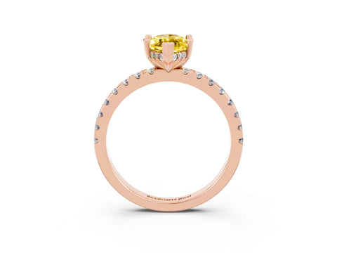 Rose gold Marquise Cut Yellow Sapphire Solitaire Ring with Pavé Band and Four-Prong Setting_63