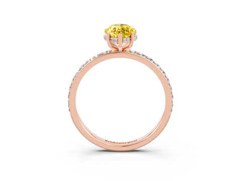 Rose gold Marquise Cut Yellow Sapphire Solitaire Ring with Pavé Band and Hidden Halo_15