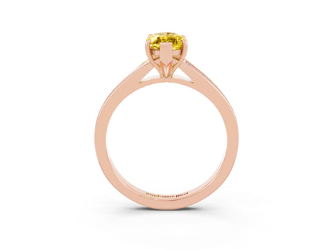 Rose gold Marquise Cut Yellow Sapphire Solitaire Ring with Pavé Band and Prong Setting_3