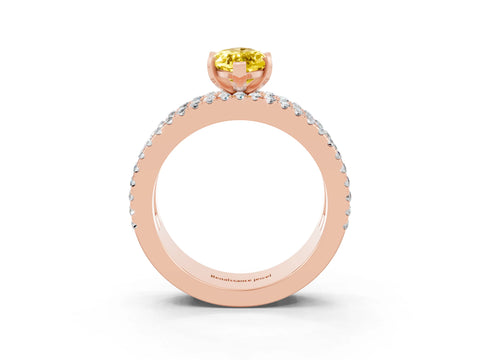 Rose gold Marquise Cut Yellow Sapphire Solitaire Ring with Pavé and Channel Set Band_27