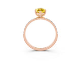 Rose gold Marquise Cut Yellow Sapphire Solitaire Ring with Pave Band and Four Prong Setting_51