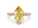Rose gold Marquise Cut Yellow Sapphire Solitaire Ring with Round  Pavé Band and Four-Prong Setting_44