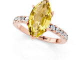 Rose gold Marquise Cut Yellow Sapphire Solitaire Ring with Round  Pavé Band and Four-Prong Setting_45