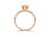 Rose gold Marquise Cut Yellow Sapphire Solitaire Ring with Round  Pavé Band and Four-Prong Setting_47