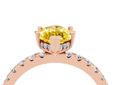 Rose gold Marquise Cut Yellow Sapphire Solitaire Ring with Round  Pavé Band and Four-Prong Setting_48