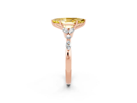 Rose gold Marquise Cut Yellow Sapphire Solitaire Ring with Side Stones and Four-Prong Setting_14