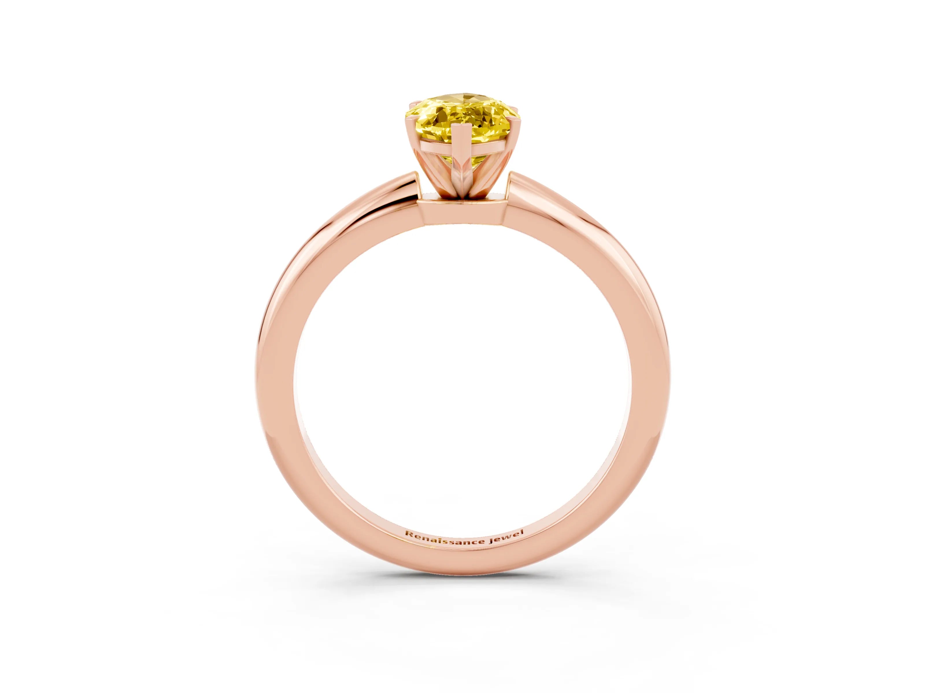 Rose gold Marquise Cut Yellow Sapphire Solitaire Ring with Six-Prong Setting and Classic Band_3