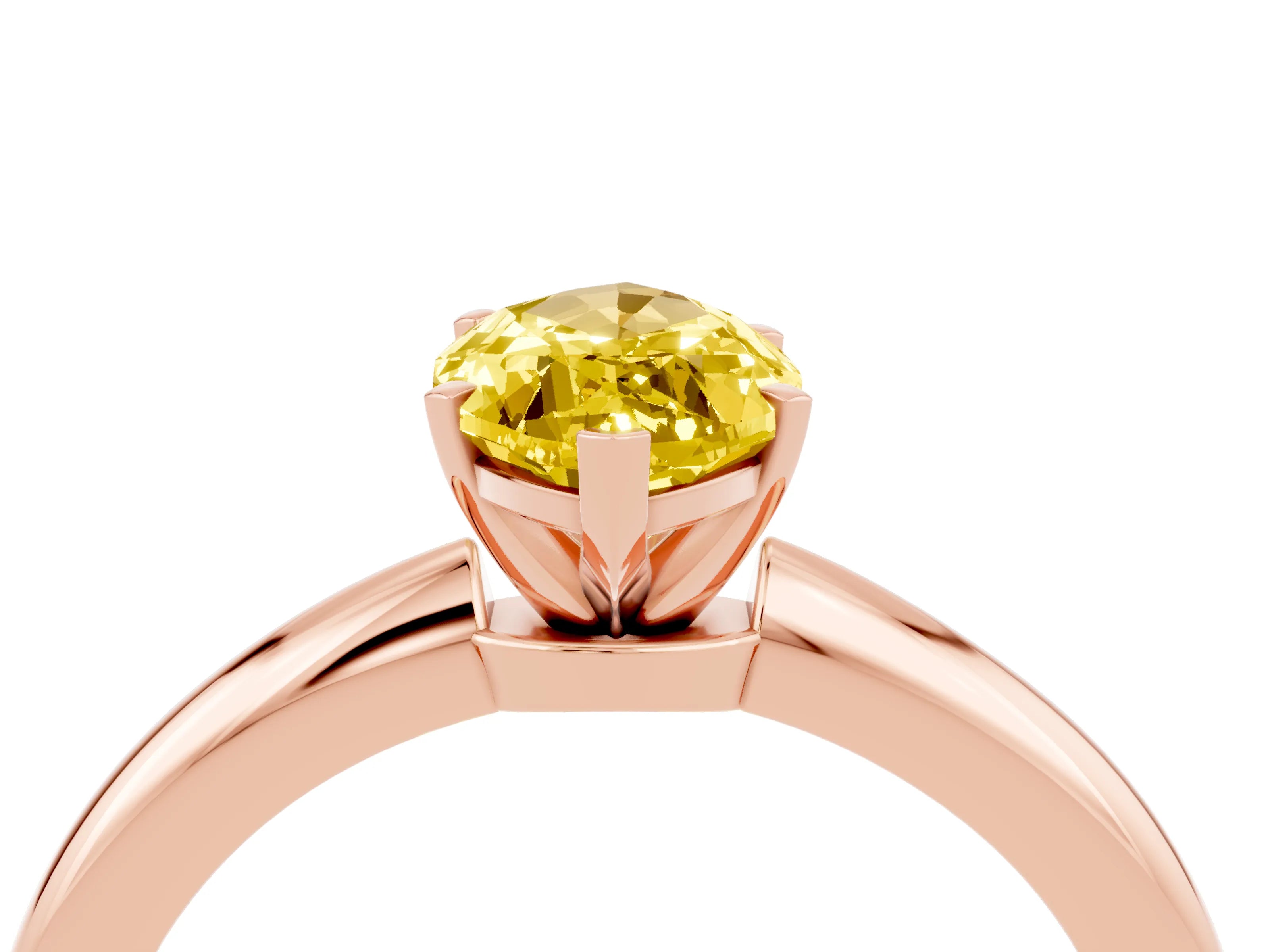 Rose gold Marquise Cut Yellow Sapphire Solitaire Ring with Six-Prong Setting and Classic Band_4