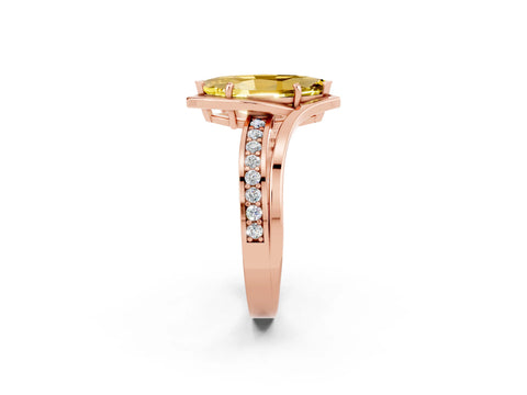 Rose gold Marquise Cut Yellow Sapphire Solitaire Ring with Split Shank and Prong Setting_2
