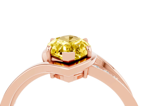 Rose gold Marquise Cut Yellow Sapphire Solitaire Ring with Split Shank and Prong Setting_4