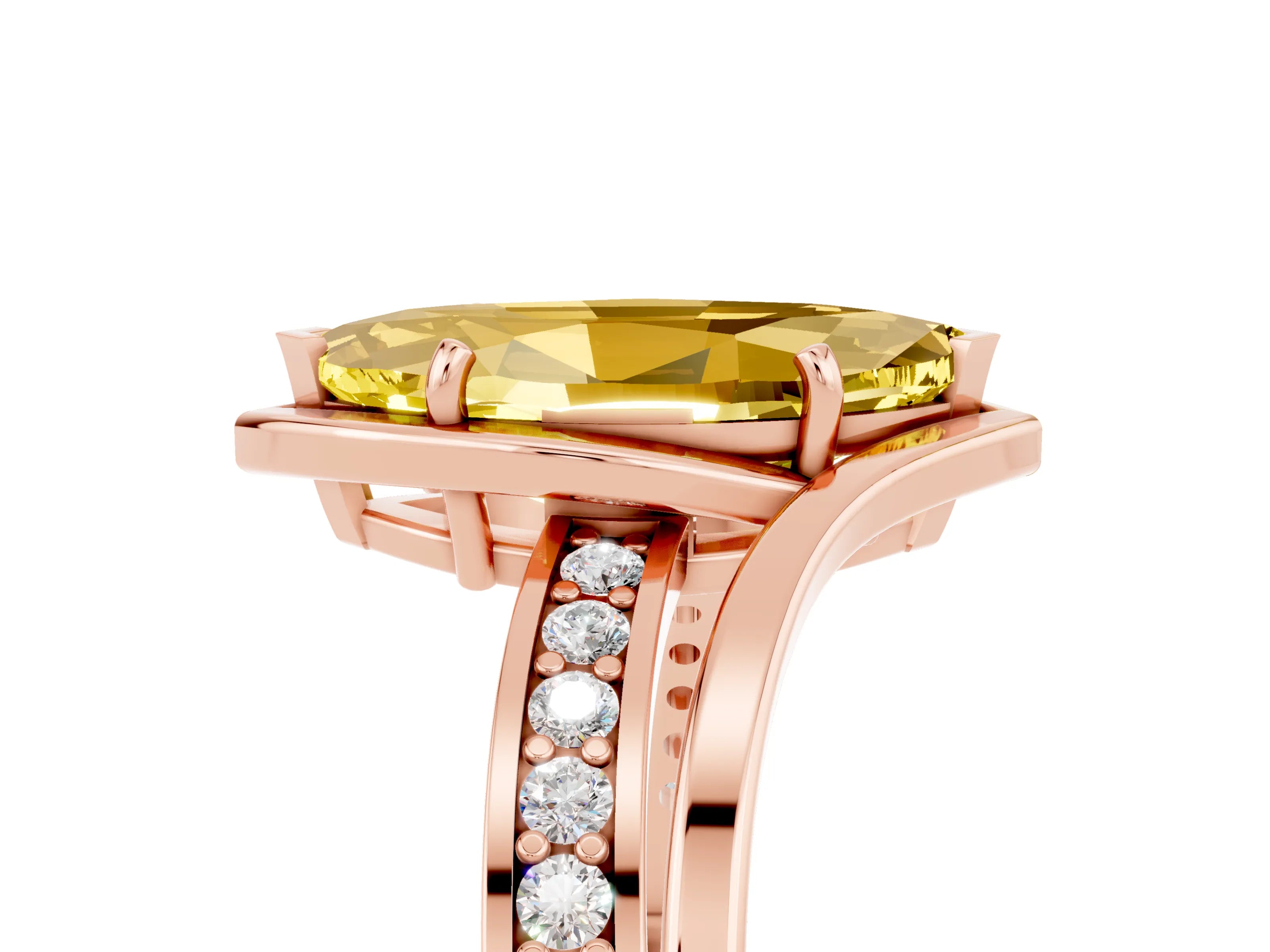 Rose gold Marquise Cut Yellow Sapphire Solitaire Ring with Split Shank and Prong Setting_5