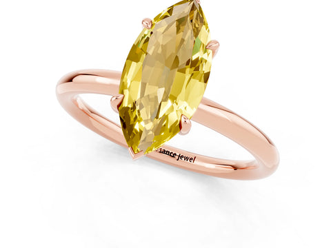 Rose gold Marquise Cut Yellow Sapphire Solitaire Ring with Thin Band and Four-Prong Setting_37