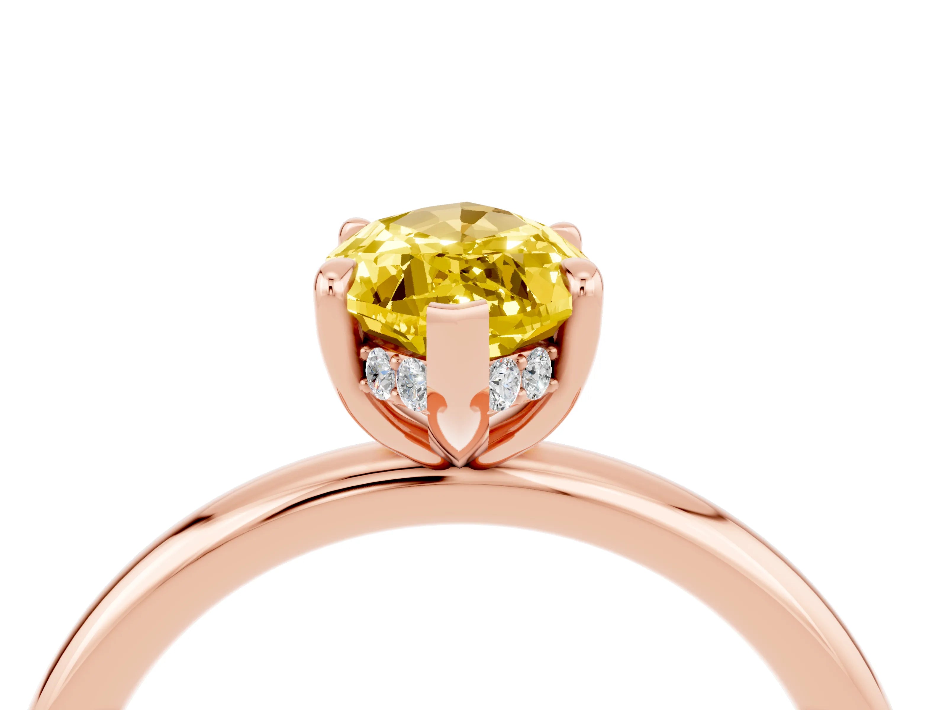 Rose gold Marquise Cut Yellow Sapphire Solitaire Ring with Thin Band and Four-Prong Setting_40
