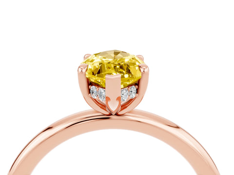 Rose gold Marquise Cut Yellow Sapphire Solitaire Ring with Thin Band and Four-Prong Setting_40
