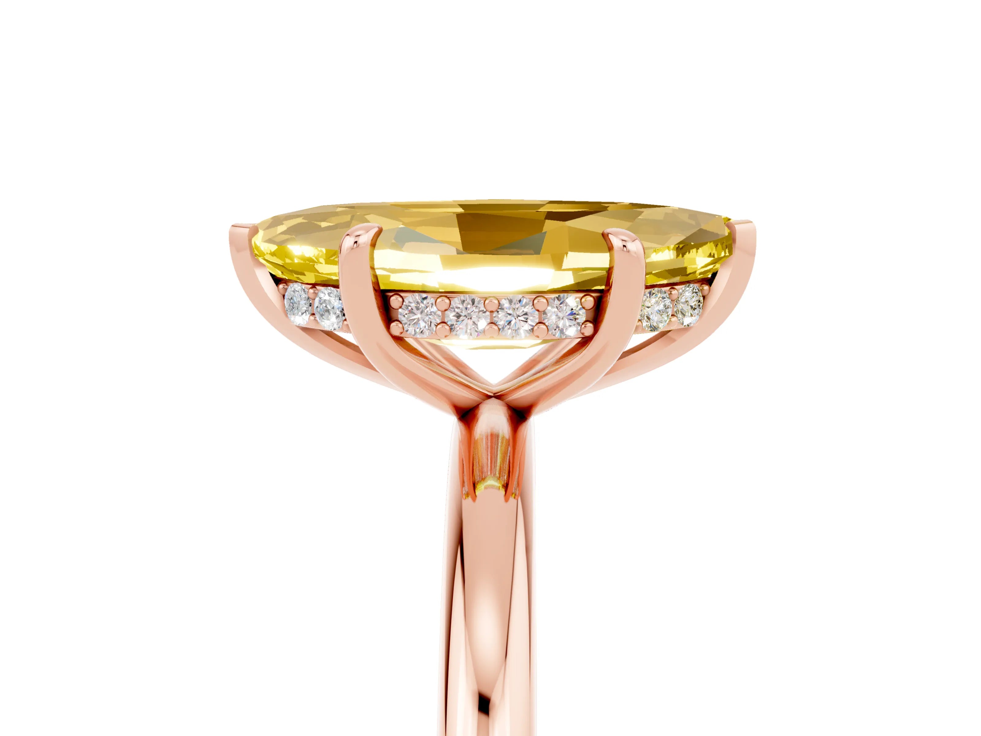 Rose gold Marquise Cut Yellow Sapphire Solitaire Ring with Thin Band and Four-Prong Setting_41