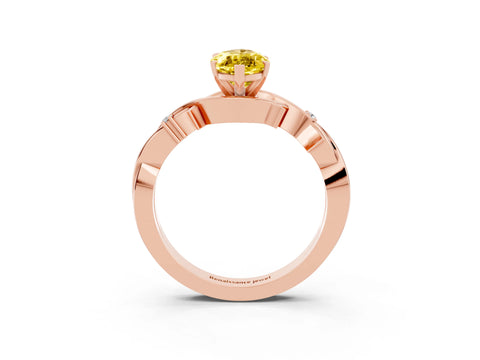 Rose gold Marquise Cut Yellow Sapphire Solitaire Ring with Twisted Band and Prong Setting_3