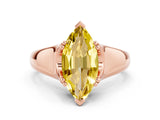 Rose gold Marquise Cut Yellow Sapphire Solitaire Ring with Wide Band and Prong Setting_24