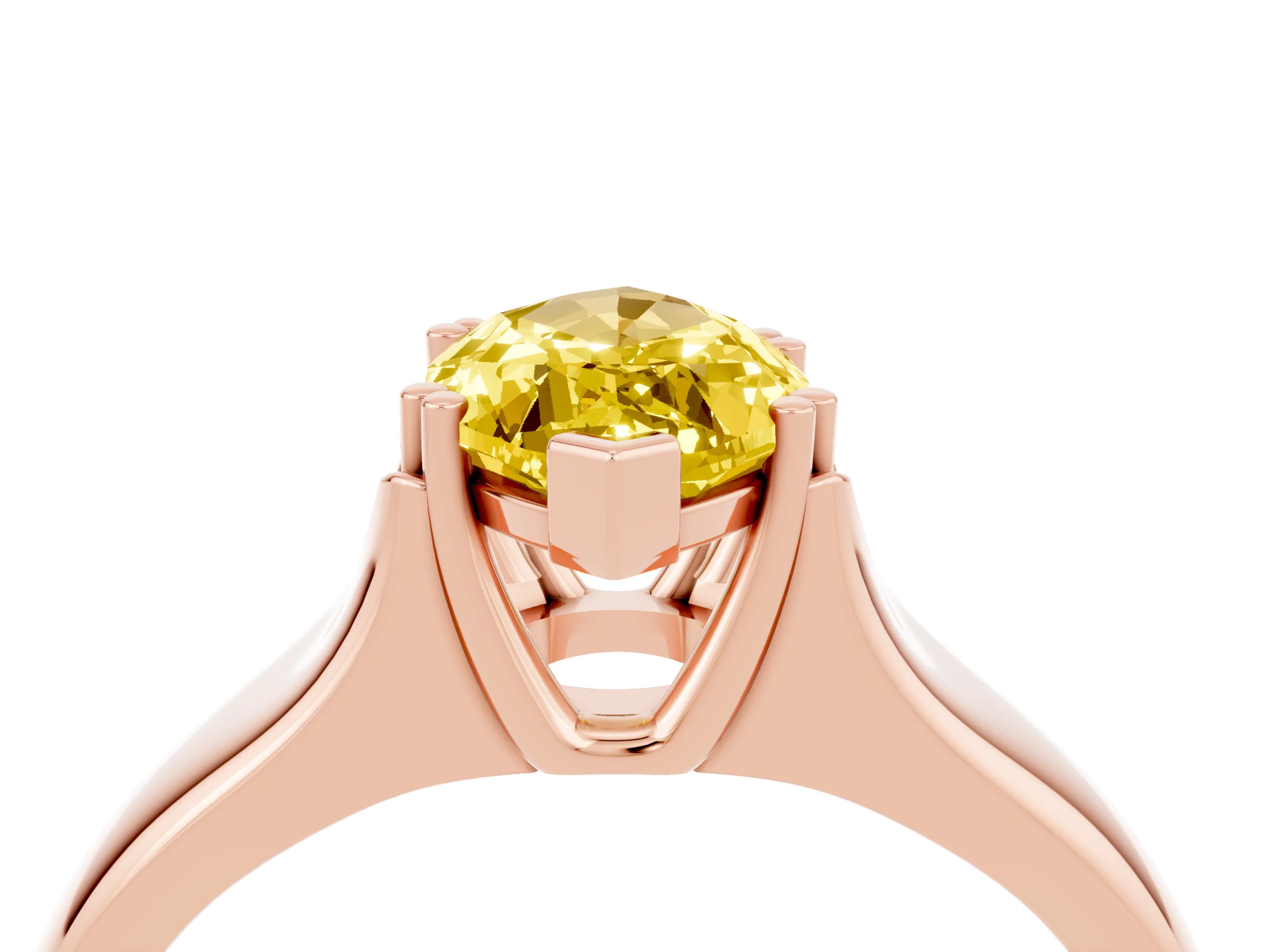 Rose gold Marquise Cut Yellow Sapphire Solitaire Ring with Wide Band and Prong Setting_28