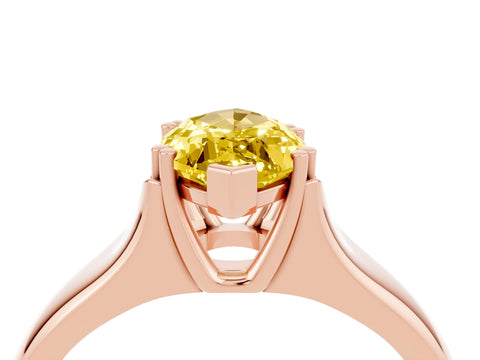 Rose gold Marquise Cut Yellow Sapphire Solitaire Ring with Wide Band and Prong Setting_28
