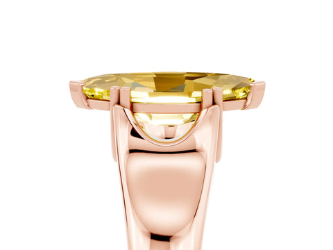 Rose gold Marquise Cut Yellow Sapphire Solitaire Ring with Wide Band and Prong Setting_29