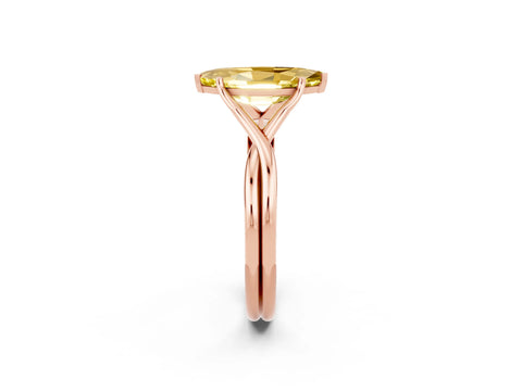 Rose gold Marquise Cut Yellow Sapphire Solitaire Twist Band Prong Setting Ring_86