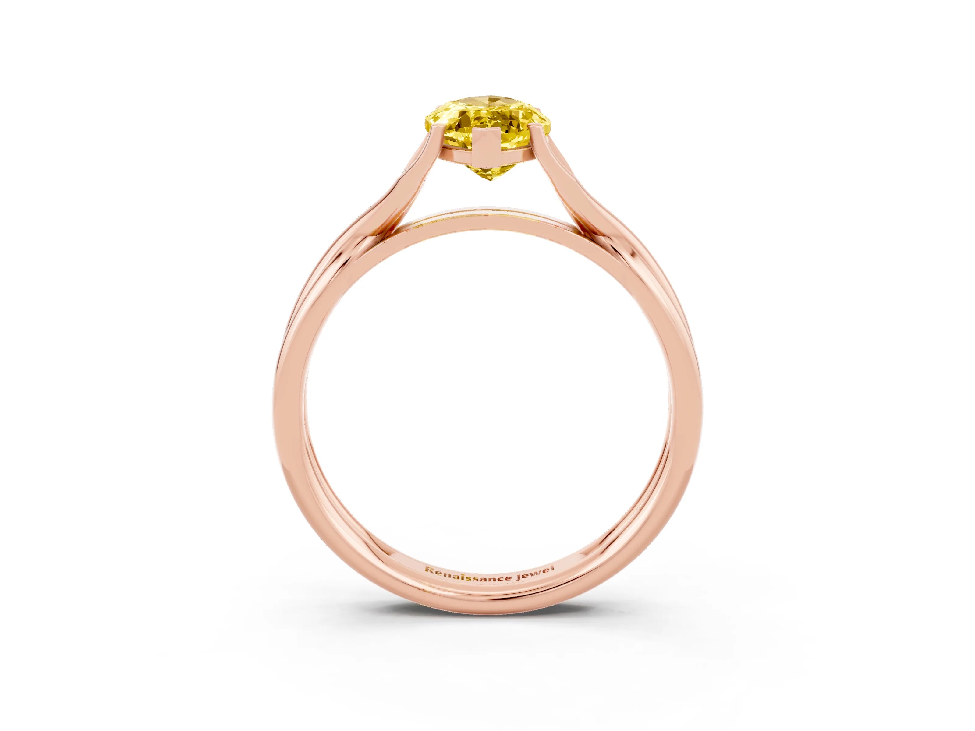 Rose gold Marquise Cut Yellow Sapphire Solitaire Twist Band Prong Setting Ring_87