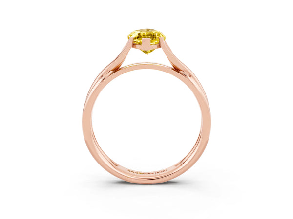 Rose gold Marquise Cut Yellow Sapphire Solitaire Twist Band Prong Setting Ring