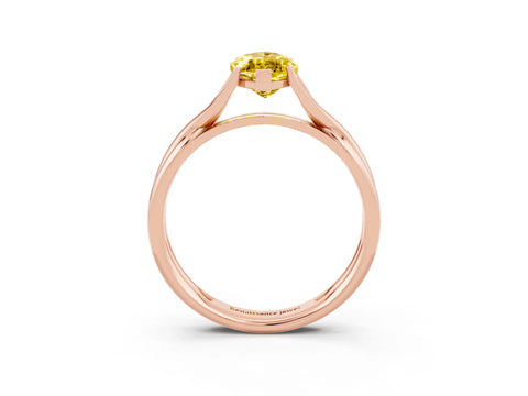 Rose gold Marquise Cut Yellow Sapphire Solitaire Twist Band Prong Setting Ring_87