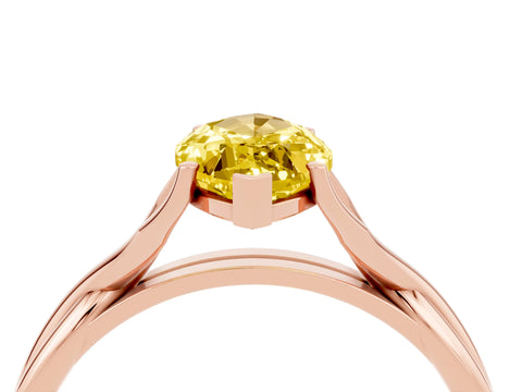 Rose gold Marquise Cut Yellow Sapphire Solitaire Twist Band Prong Setting Ring_88