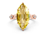 Rose gold Marquise Cut Yellow Sapphire Solitaire Twisted Band with Round  Accents and Prong Setting_12