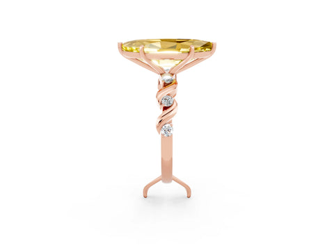 Rose gold Marquise Cut Yellow Sapphire Solitaire Twisted Band with Round  Accents and Prong Setting_14