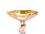 Rose gold Marquise Cut Yellow Sapphire Solitaire Twisted Band with Round  Accents and Prong Setting_17