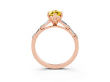 Rose gold Marquise Cut Yellow Sapphire Solitaire with Side Baguettes and Channel Set Band_27