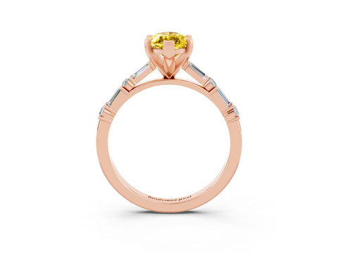 Rose gold Marquise Cut Yellow Sapphire Solitaire with Side Baguettes and Channel Set Band_27