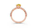 Rose gold Marquise Cut Yellow Sapphire Solitaire with Side Stones, Pave Band, Four-Prong Setting_27