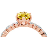 Rose gold Marquise Cut Yellow Sapphire Solitaire with Side Stones, Pave Band, Four-Prong Setting_28