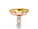 Rose gold Marquise Cut Yellow Sapphire Solitaire with Side Stones, Pave Band, Four-Prong Setting_29