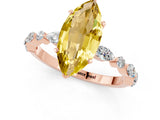 Rose gold Marquise Cut Yellow Sapphire Solitaire with Side Stones on a Pavé Band and Four-Prong Setting_25