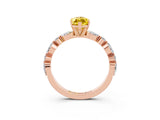 Rose gold Marquise Cut Yellow Sapphire Solitaire with Side Stones on a Pavé Band and Four-Prong Setting_27