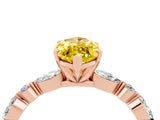 Rose gold Marquise Cut Yellow Sapphire Solitaire with Side Stones on a Pavé Band and Four-Prong Setting_28