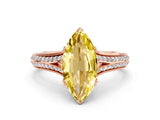Rose gold Marquise Cut Yellow Sapphire Split Shank Engagement Ring with Pavé Band_24