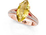 Rose gold Marquise Cut Yellow Sapphire Split Shank Engagement Ring with Pavé Band_25
