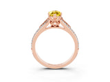 Rose gold Marquise Cut Yellow Sapphire Split Shank Engagement Ring with Pavé Band_27