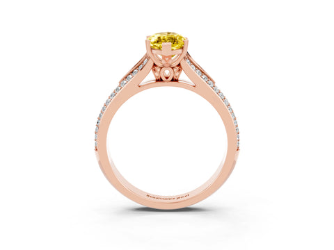 Rose gold Marquise Cut Yellow Sapphire Split Shank Engagement Ring with Pavé Band_27