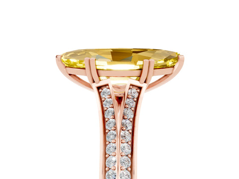Rose gold Marquise Cut Yellow Sapphire Split Shank Engagement Ring with Pavé Band_29
