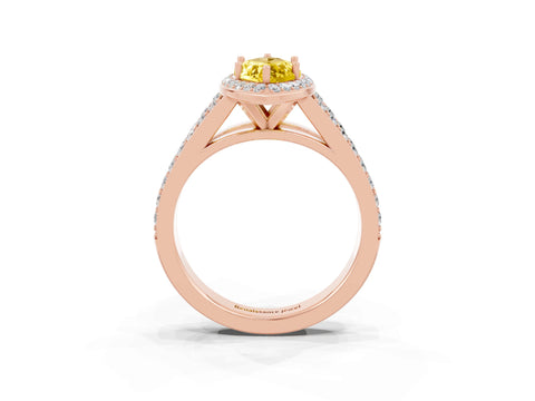 Rose gold Marquise Cut Yellow Sapphire Split Shank Halo Ring with Four-Prong Setting_15