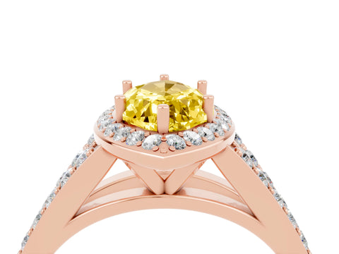Rose gold Marquise Cut Yellow Sapphire Split Shank Halo Ring with Four-Prong Setting_16